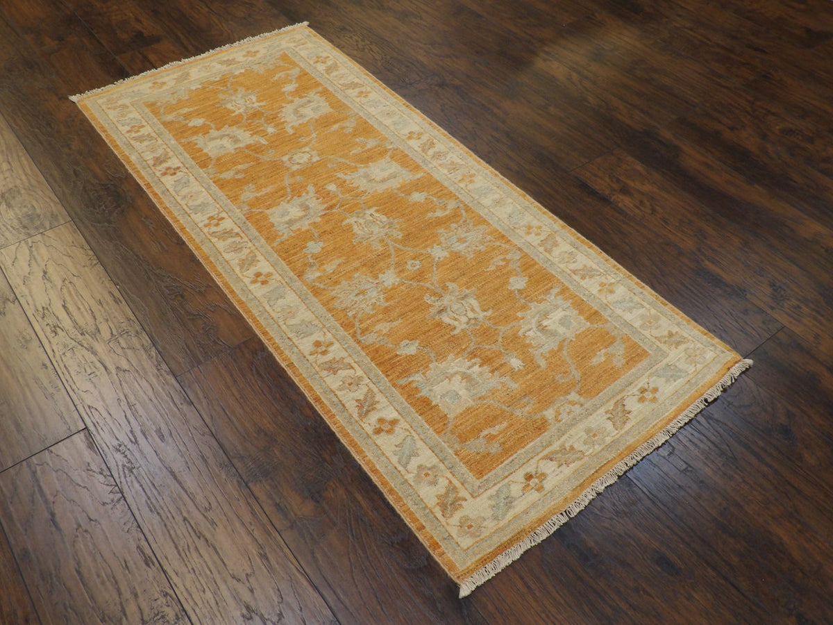 Wash Oushak Chobi rug corner detail