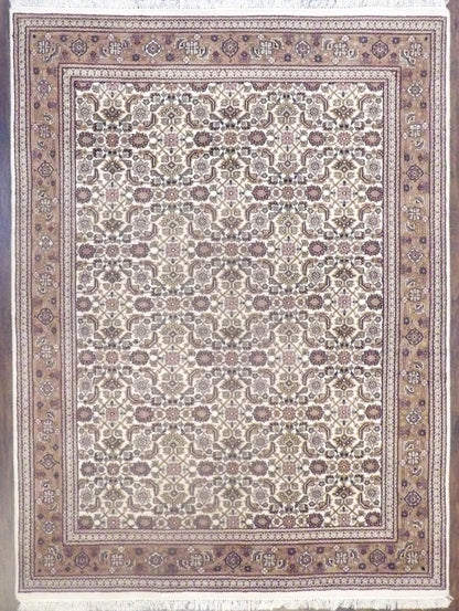 Persian Herati Mir hand-knotted wool rug in Brown & Beige, full view
