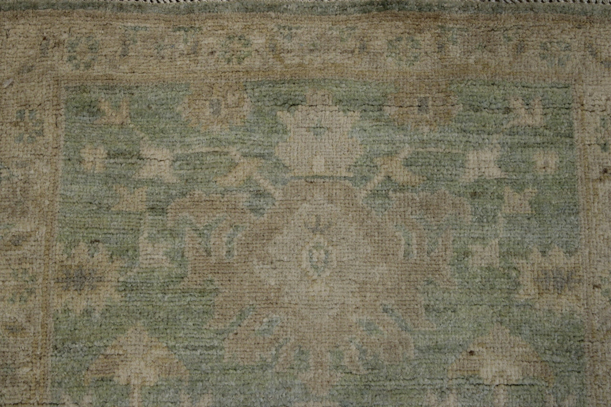 Close-up of wool pile, Green rug