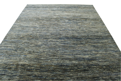 Blue 7'11" x 9'6" Modern Grass Design Hand knotted Wool Rug - Sku: w2148