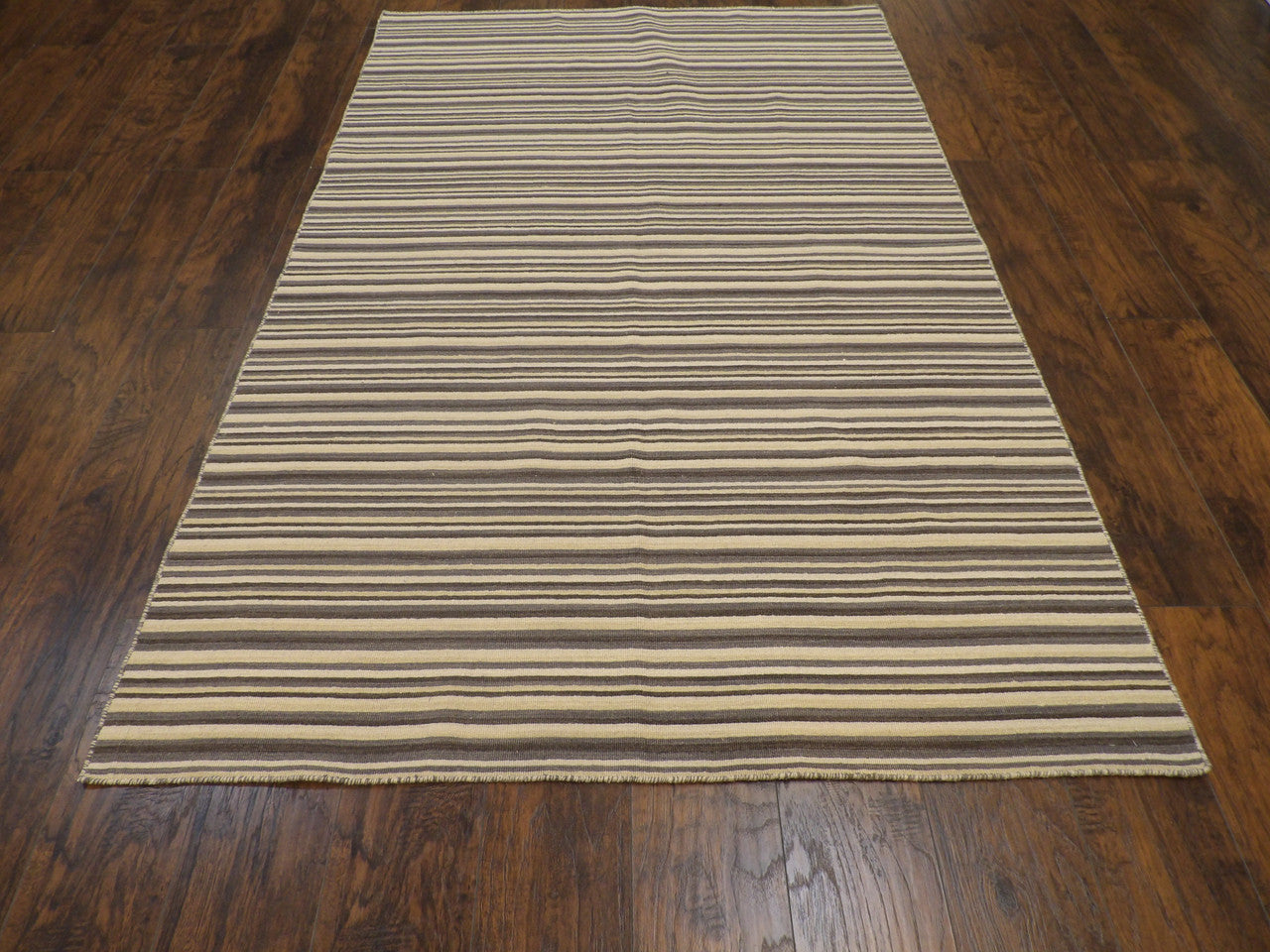 Close-up of flatweave texture, blue coastal rug