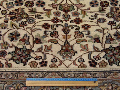Blue & Beige Fine Persian Kashan rug in room setting