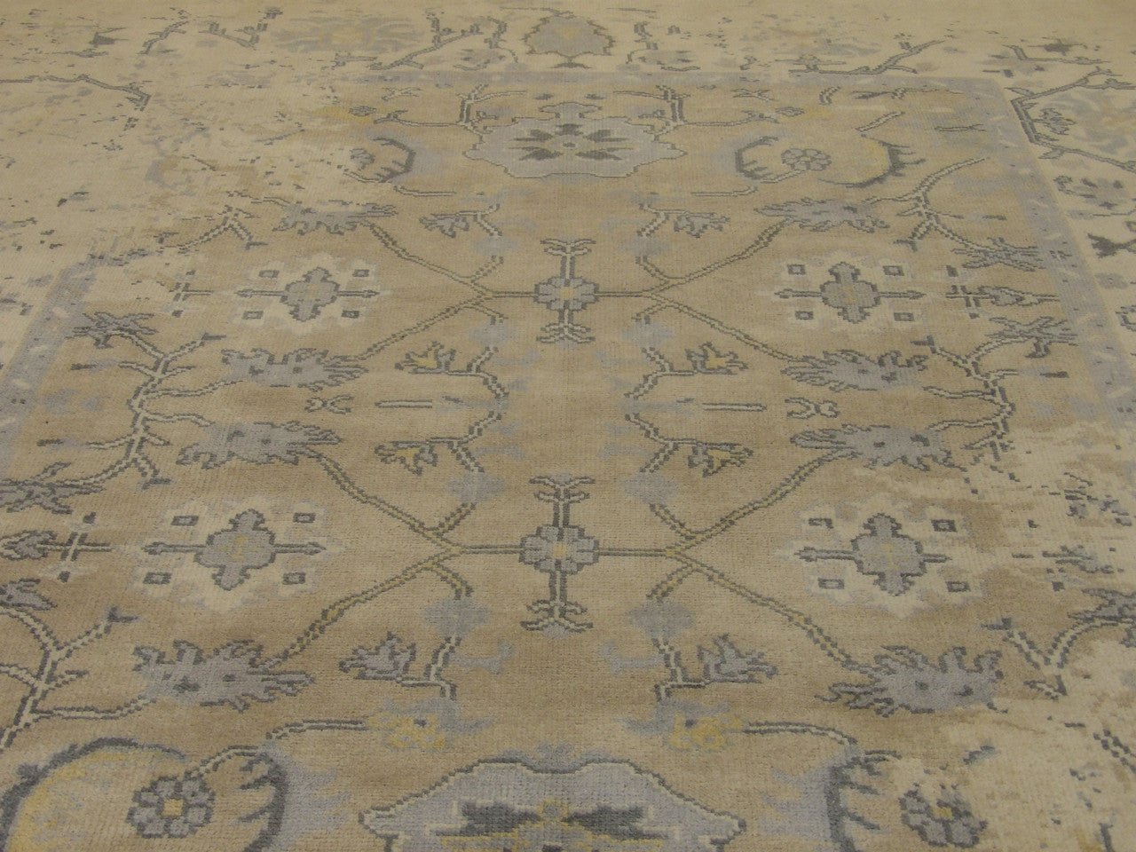 Back of Transitional Abstract Broken Design hand-knotted rug