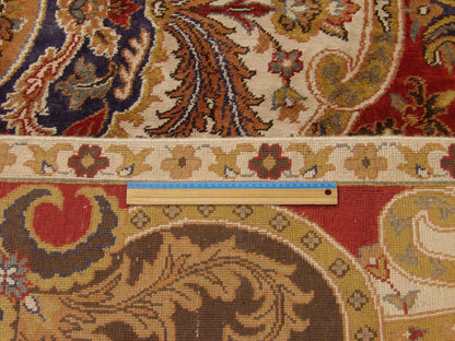 Beige & Red Fine Silky Abusson rug in room setting