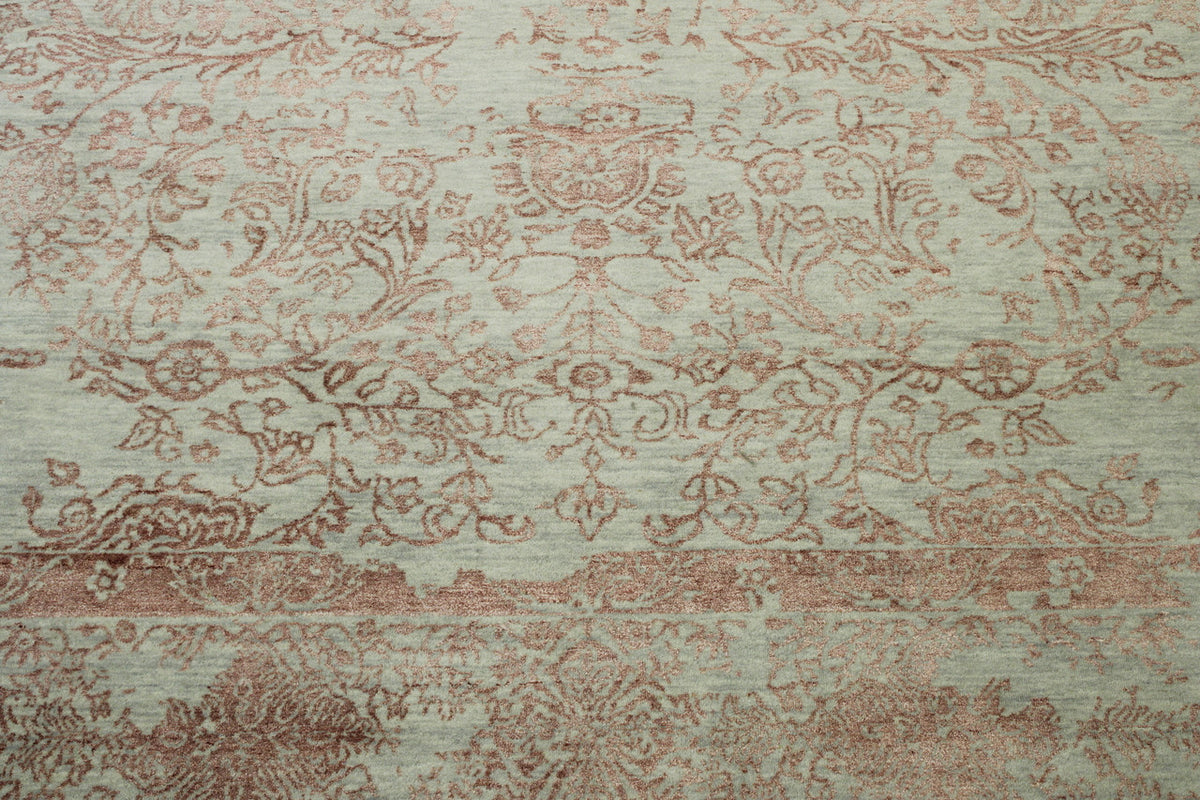 Back of Transitional Abstract Broken Design hand-knotted rug
