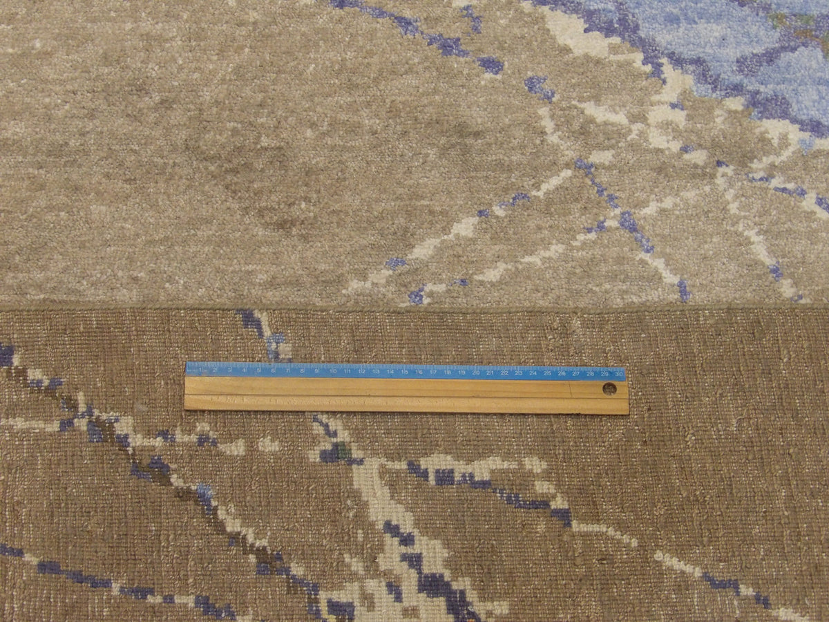 Blue & Brown Tibetan Silky Abstract Sci Fi Design rug in room setting