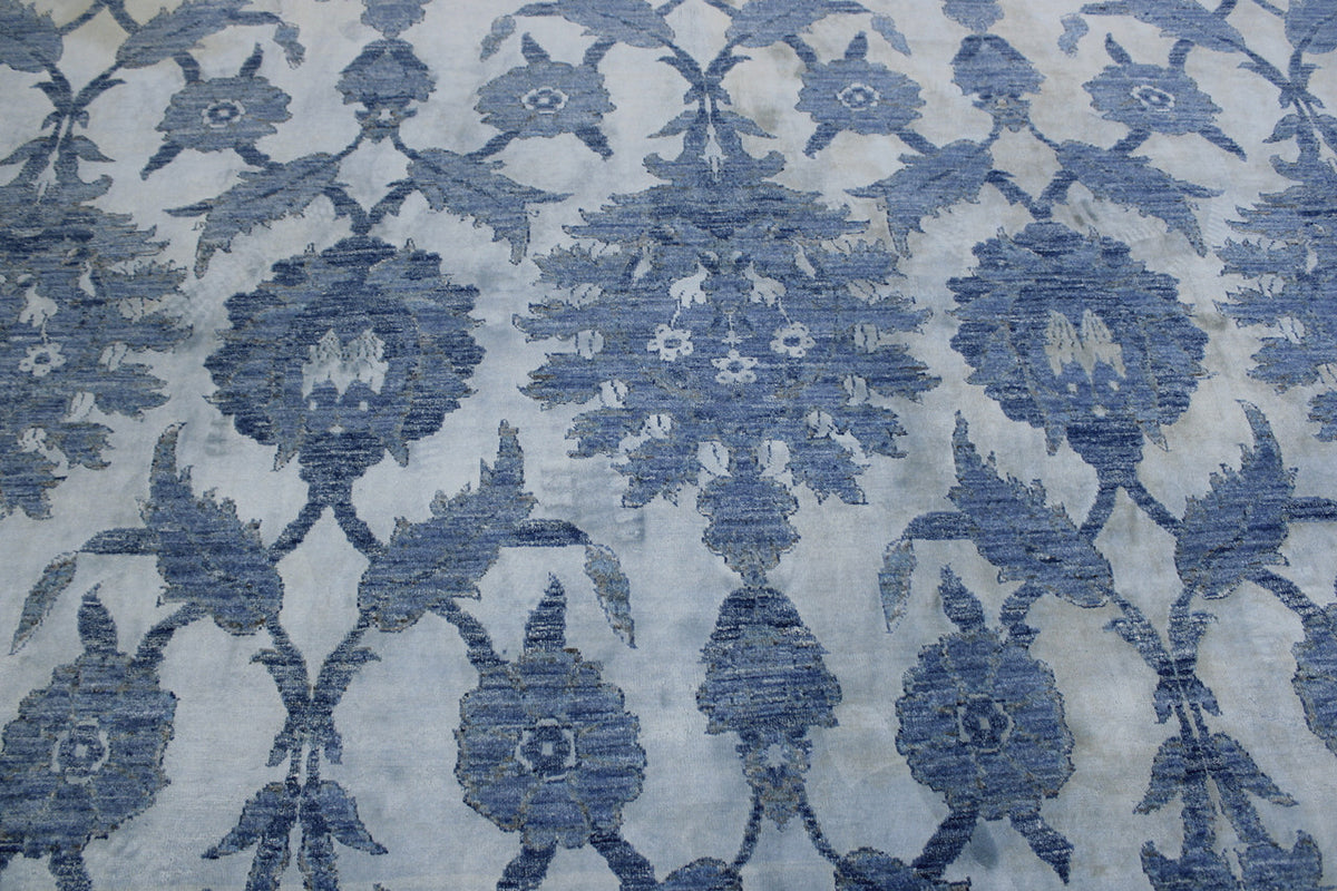 Full view of Transitional Silky Ikat rug