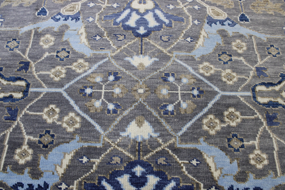 Close-up of wool pile, Blue & Gray rug