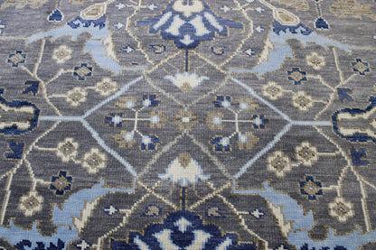 Close-up of wool pile, Blue & Gray rug