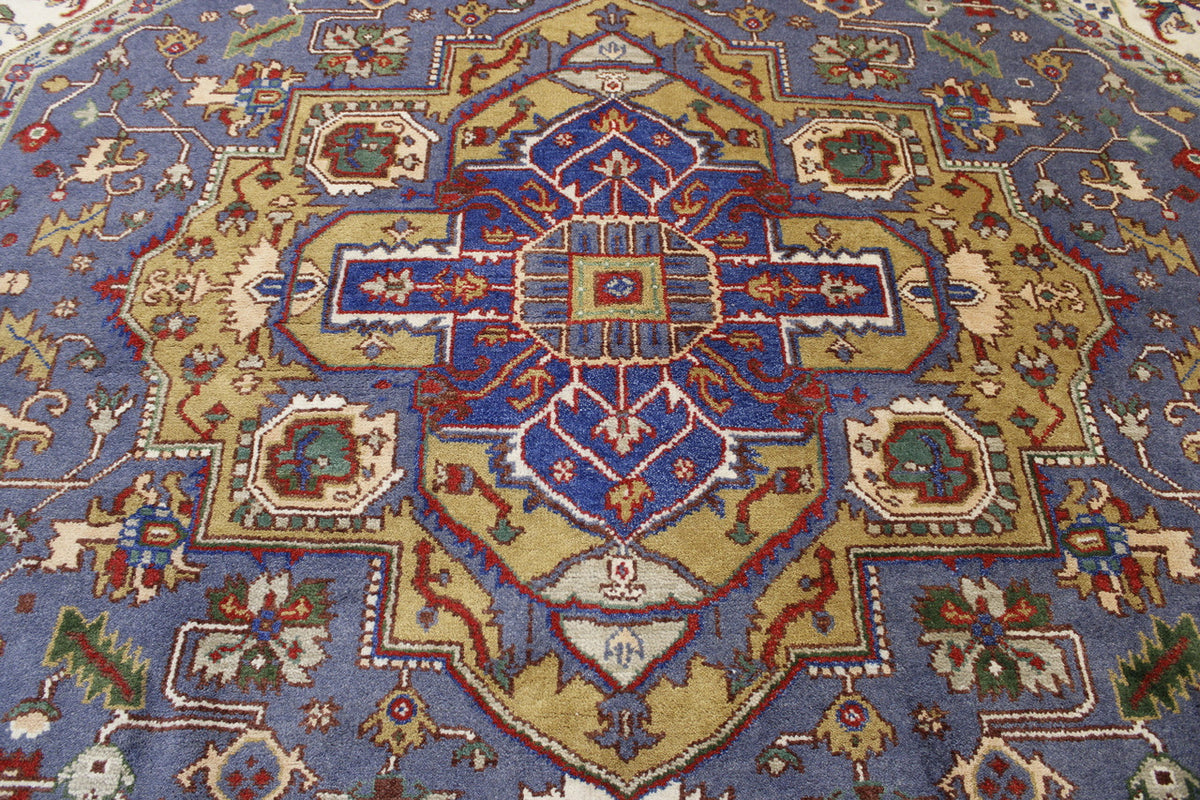Tribal Indo Heriz rug corner detail
