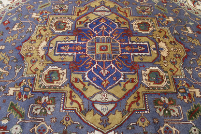 Tribal Indo Heriz rug corner detail