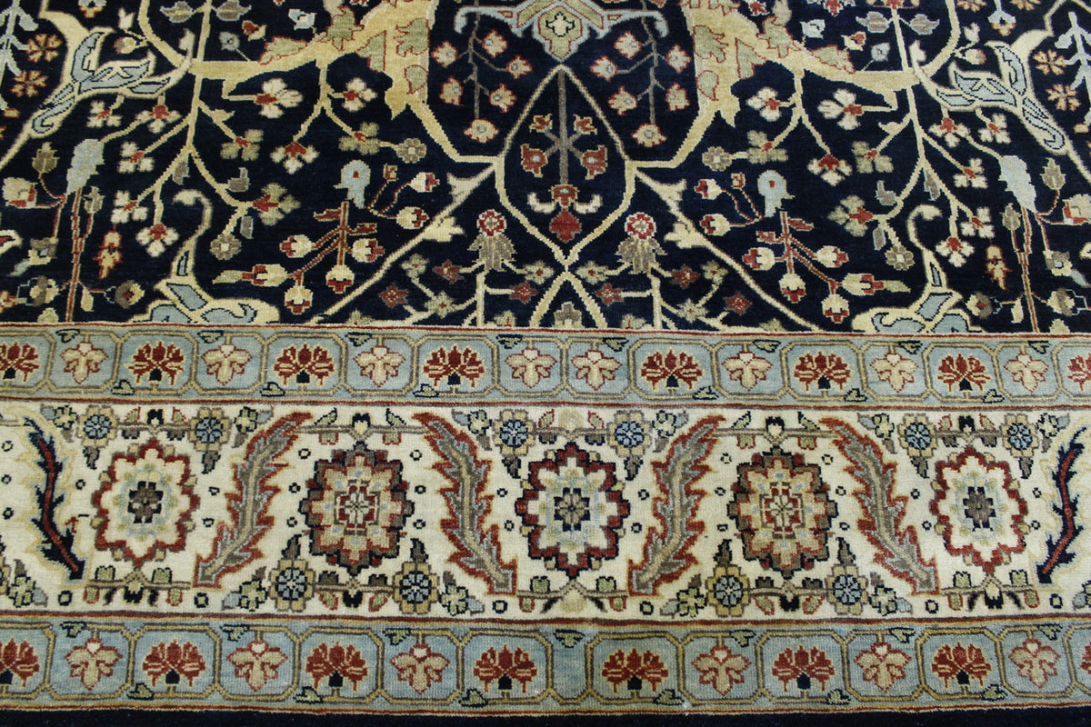 Blue & Beige Traditional Fine Sherapi rug in room setting