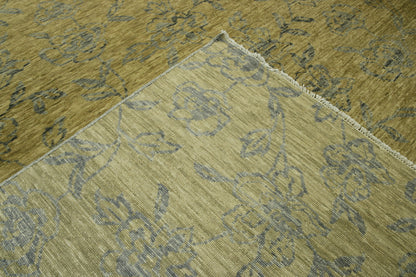 Blue & Gold Oushak Floral Ziegler rug in room setting