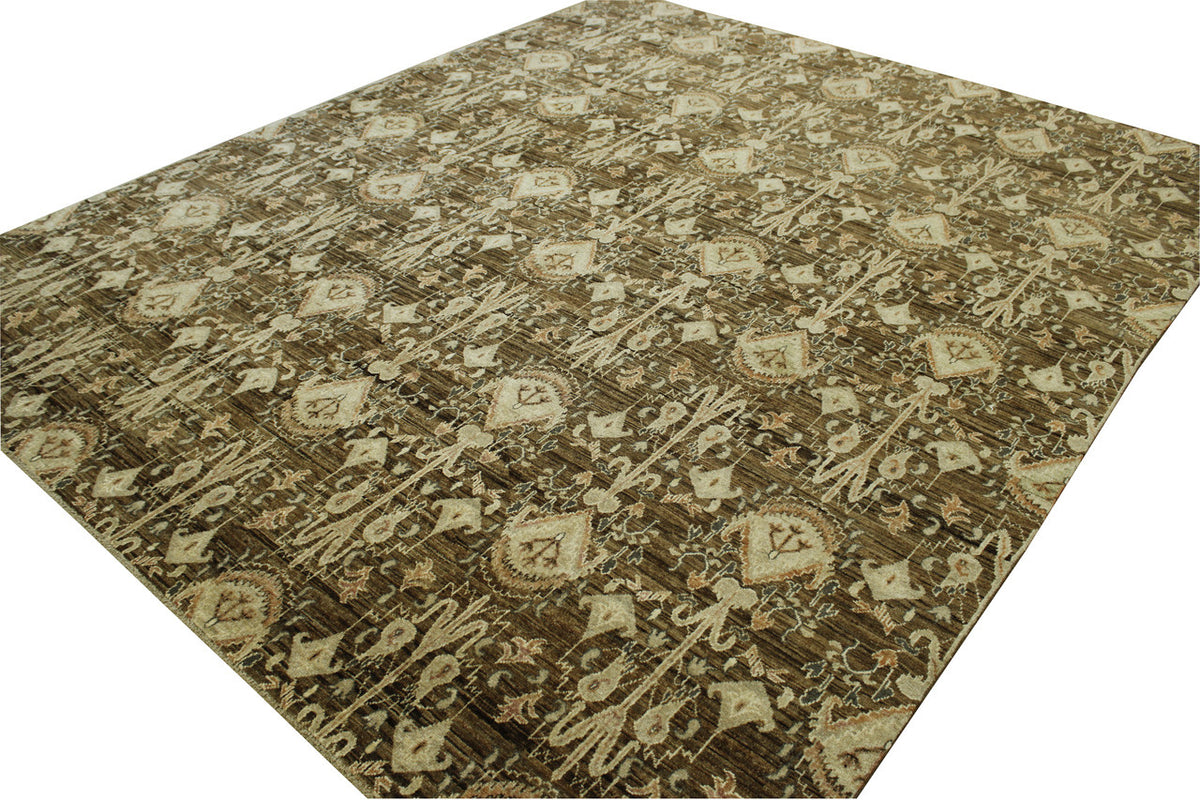 Close-up of wool pile, Brown & Gold rug