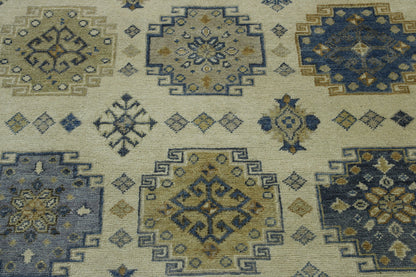 Close-up of wool pile, Blue & Beige rug
