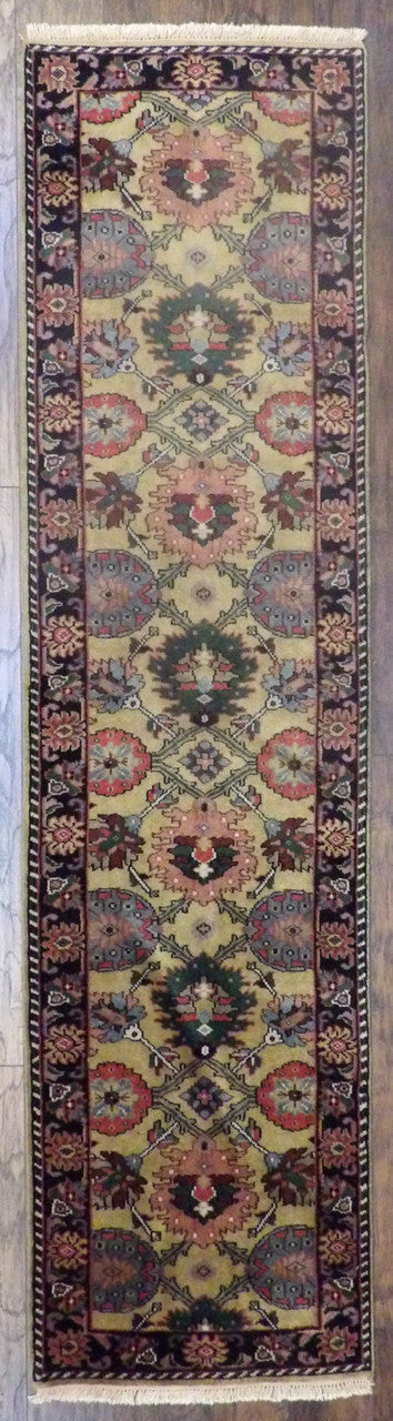 Turkish Weave Antique Wash hand-knotted wool rug in Black & Gold, full view