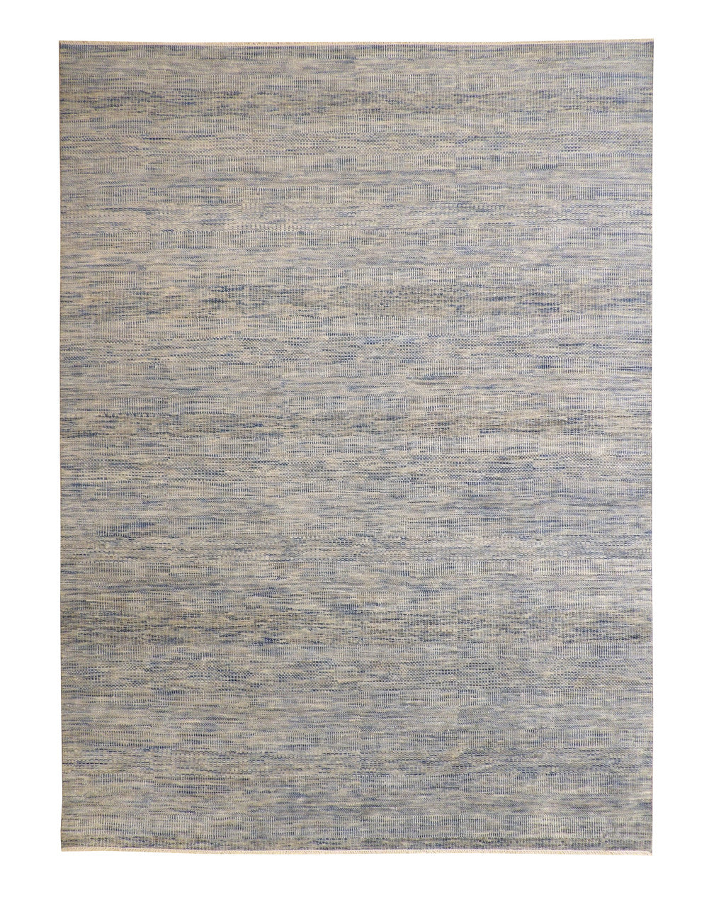 Modern Grass Design hand-knotted wool rug in Blue & Gray, full view