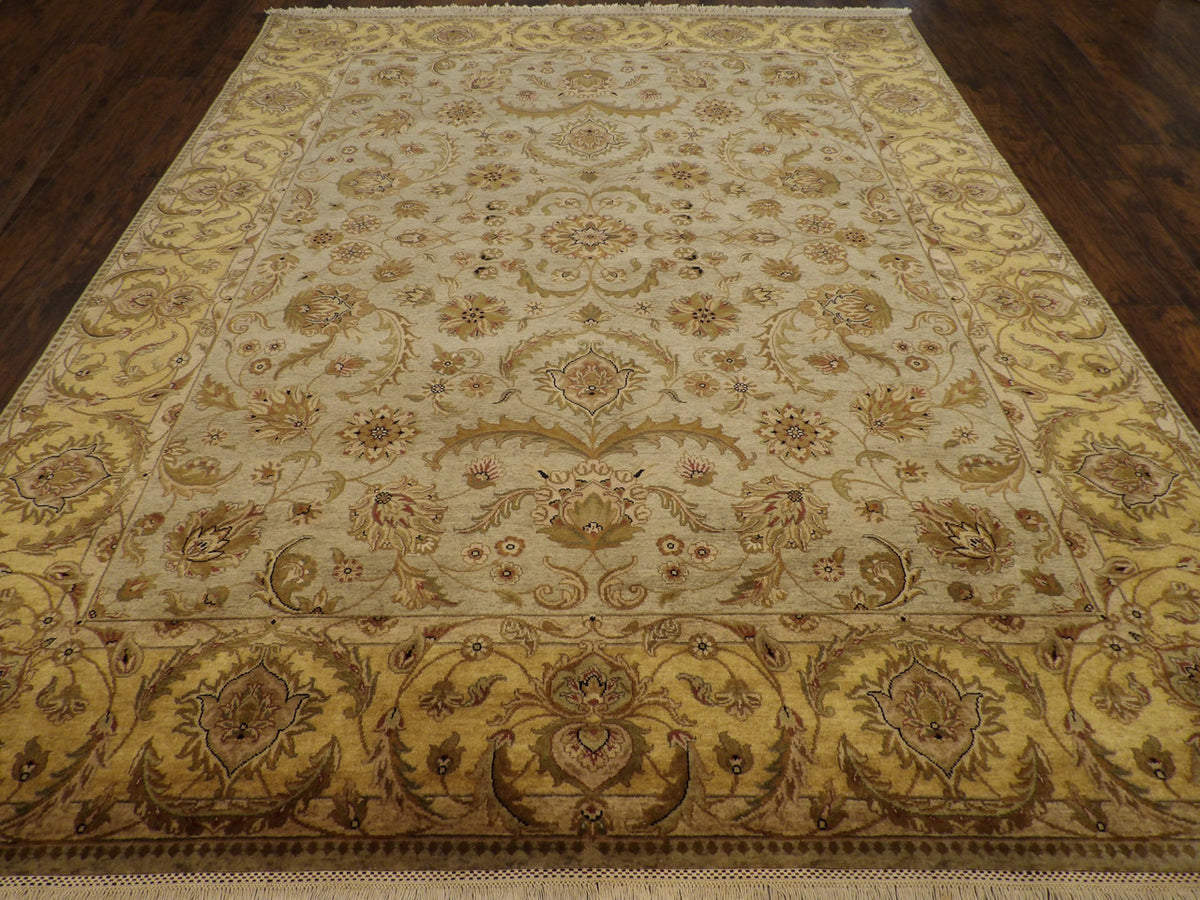 Close-up of wool pile, Blue & Gold rug