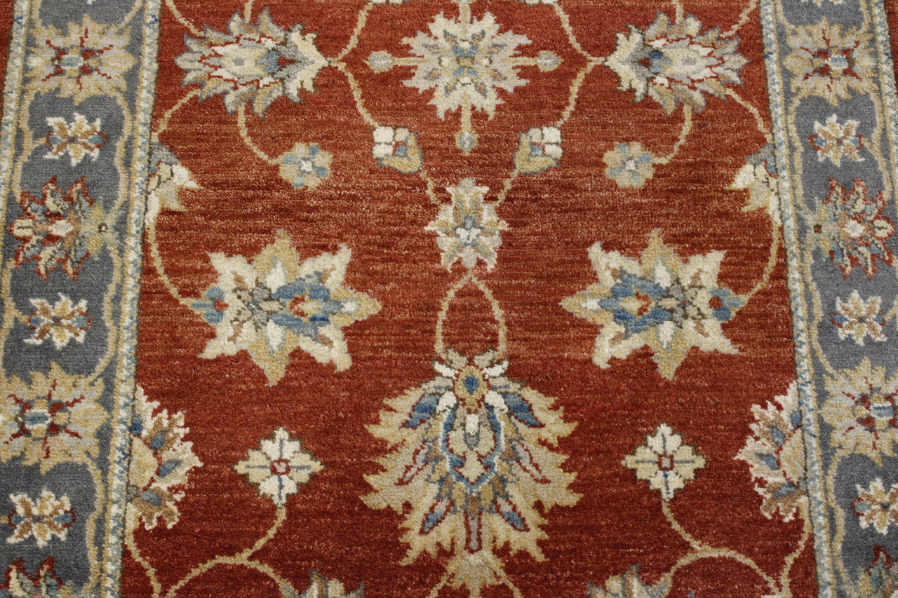 Traditional Indo Ziegler Chobi rug border detail