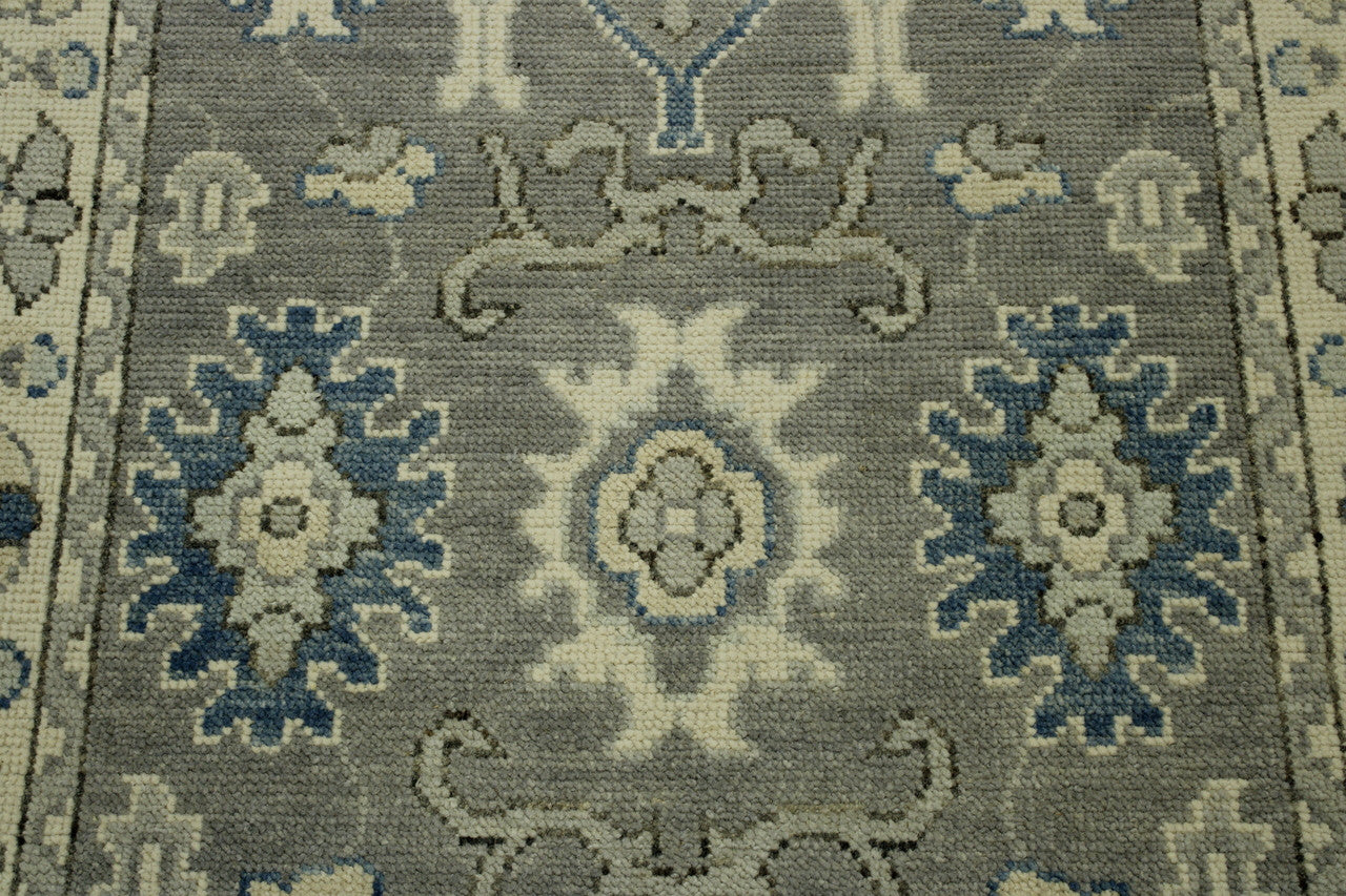 Back of Oushak Chobi hand-knotted rug