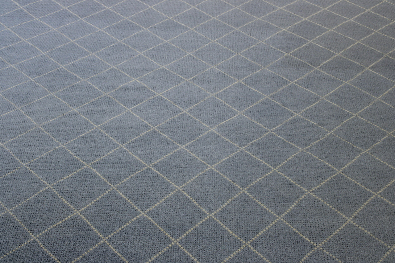 Close-up of wool pile, Blue & White rug
