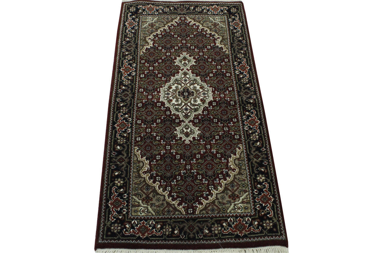 Traditional Indo Mahi Tabriz rug border detail