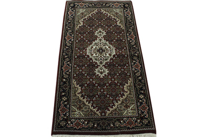 Traditional Indo Mahi Tabriz rug border detail
