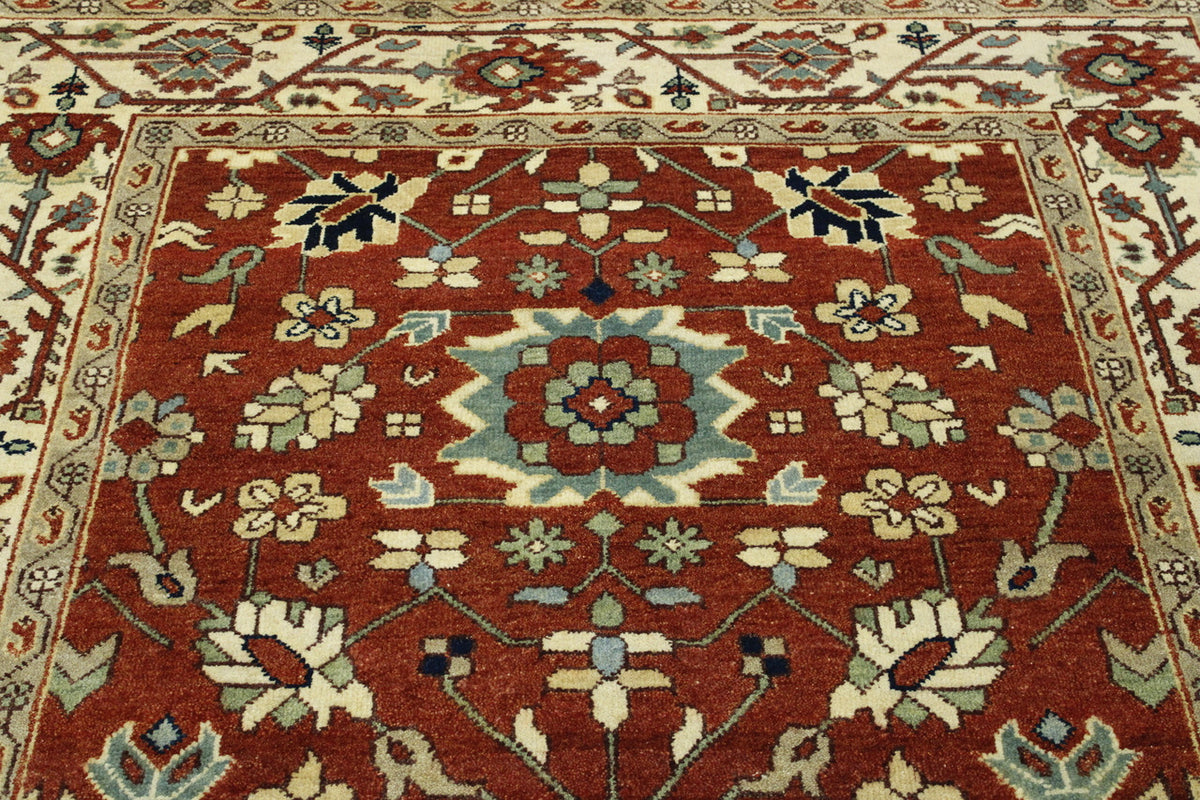 Back of Tribal Heriz Design hand-knotted rug