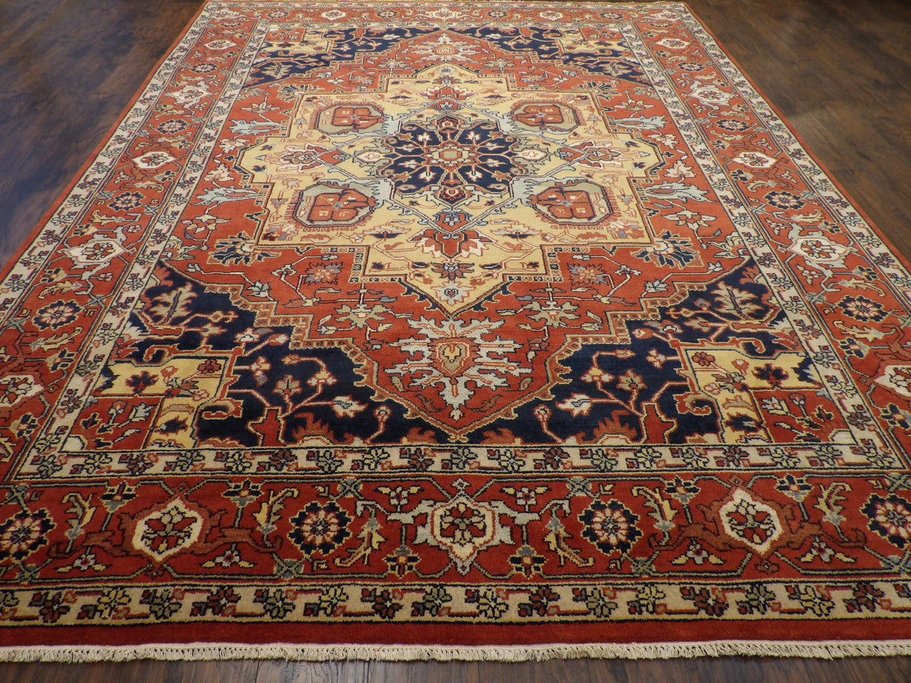 Tribal Sherapi rug corner detail