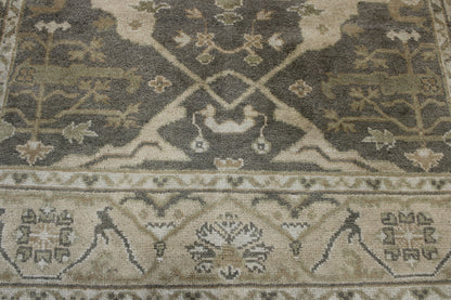 Close-up of wool pile, Green & Beige rug