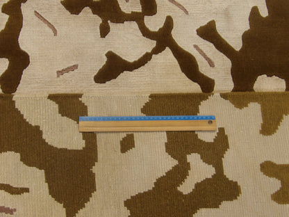 Brown & Beige Transitional Silky Broken Abstract Design rug in room setting