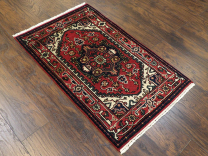 Red Tribal Heriz rug in an entryway setting