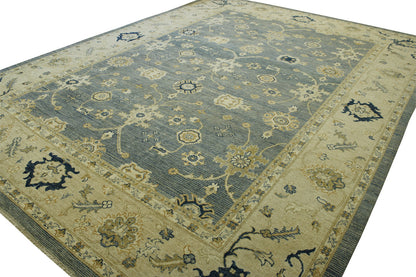 Close-up of wool pile, Blue & Beige rug