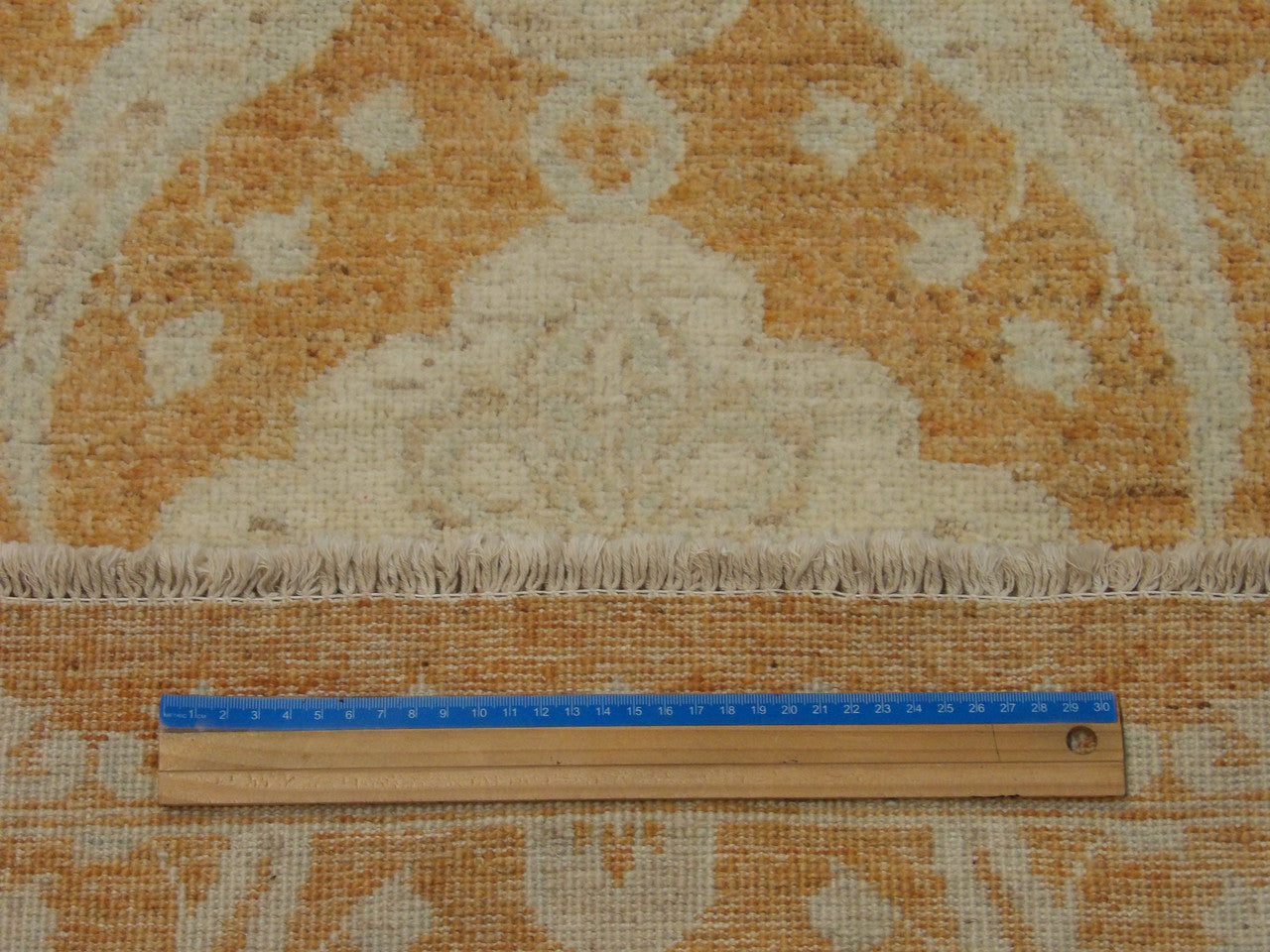 Beige & Rust Oushak Chobi Wash Natural Dye rug in room setting