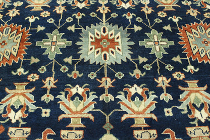 Blue & Rust Tribal Heriz rug in room setting