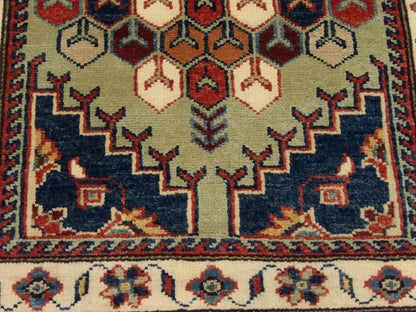 Back of tribal hand-knotted runner
