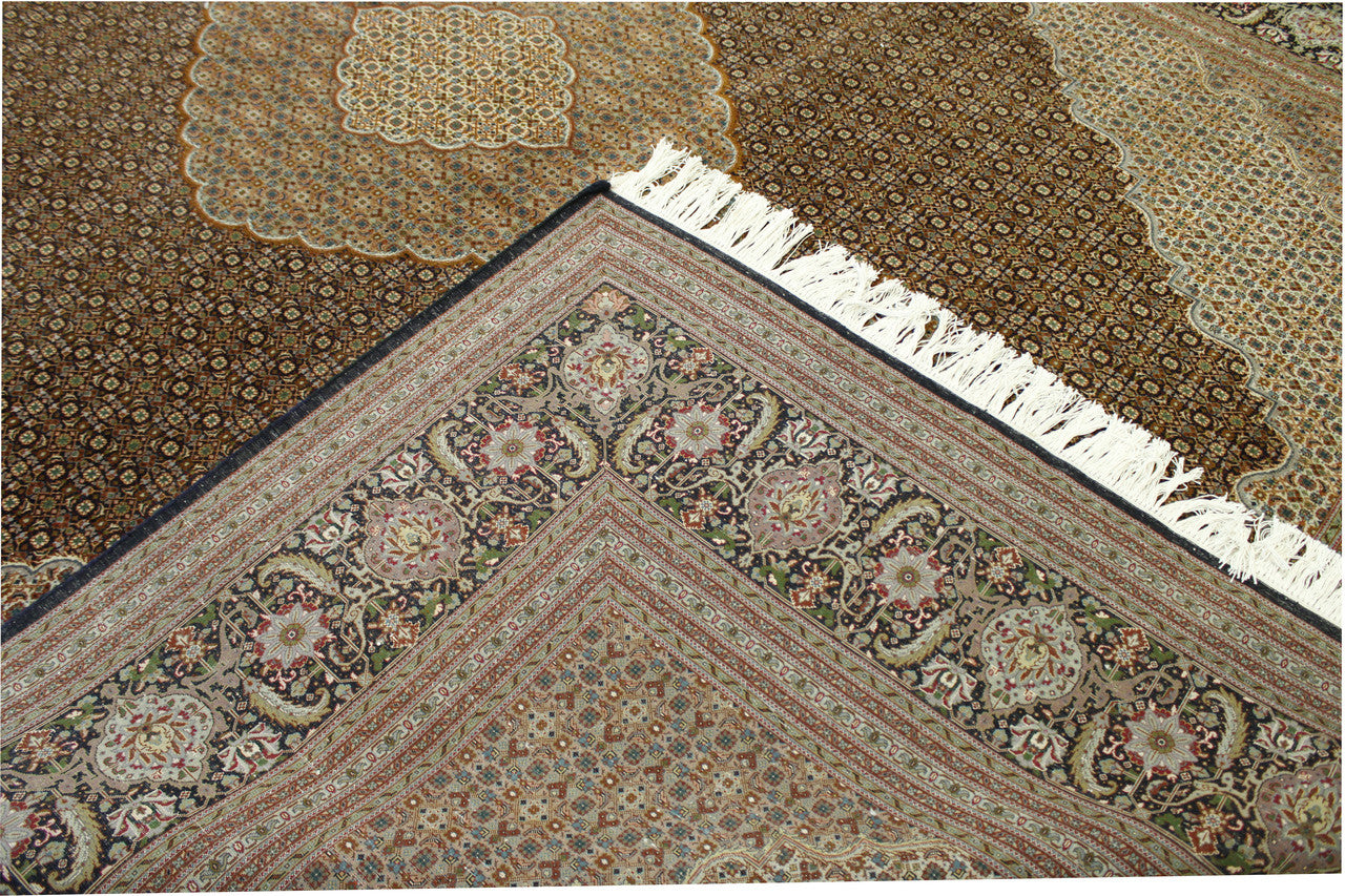 Traditional Mahi Tabriz pattern detail