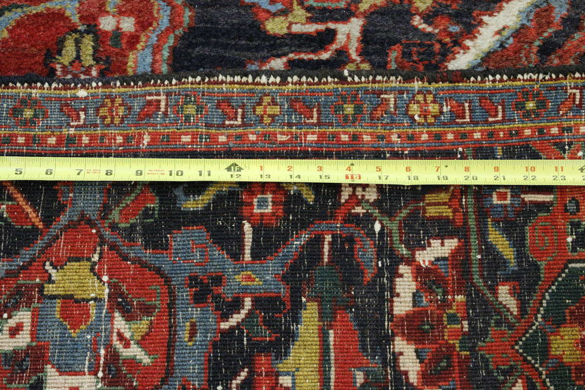 Close-up of wool pile, Blue & Red rug