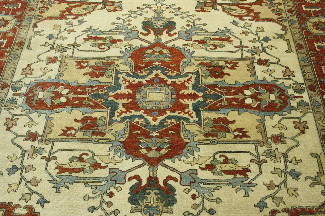 Full view of Tribal Heriz rug