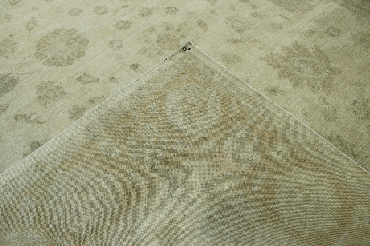 Oushak Chobi hand-knotted wool rug in Brown & Beige, full view