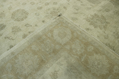 Oushak Chobi hand-knotted wool rug in Brown & Beige, full view