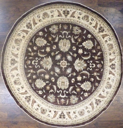Oushak Chobi Natural Dye hand-knotted wool rug in Brown & Beige, full view