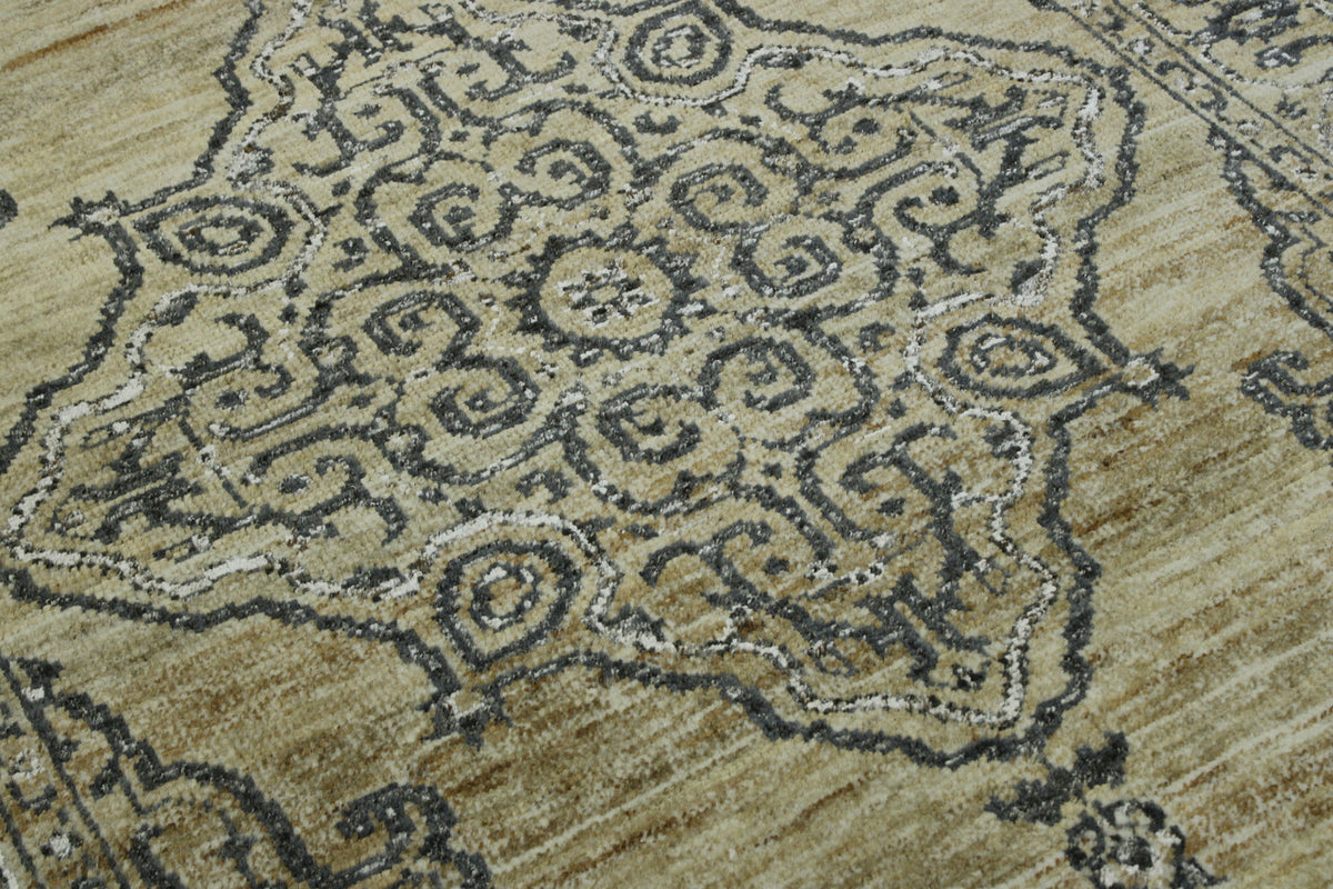 Natural Kerman Design Jute rug border detail