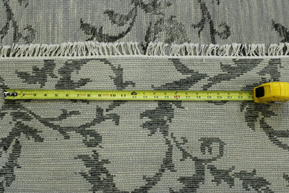 Green & Gray Transitional Floral Design rug in room setting
