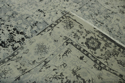Blue 9'1" x 14'5" Transitional Grass Design Hand knotted Wool Rug - Sku: w2069