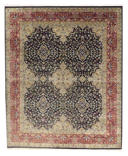 Fine Persian Haji Jalili hand-knotted wool rug in Black & Red, full view
