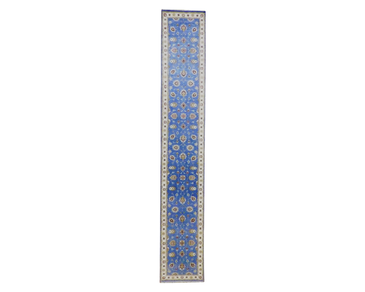 Kashan Oushak / Peshawar hand-knotted wool runner in Blue, 2'8" x 16'2", SKU w1166