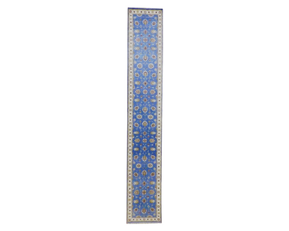 Kashan Oushak / Peshawar hand-knotted wool runner in Blue, 2'8" x 16'2", SKU w1166