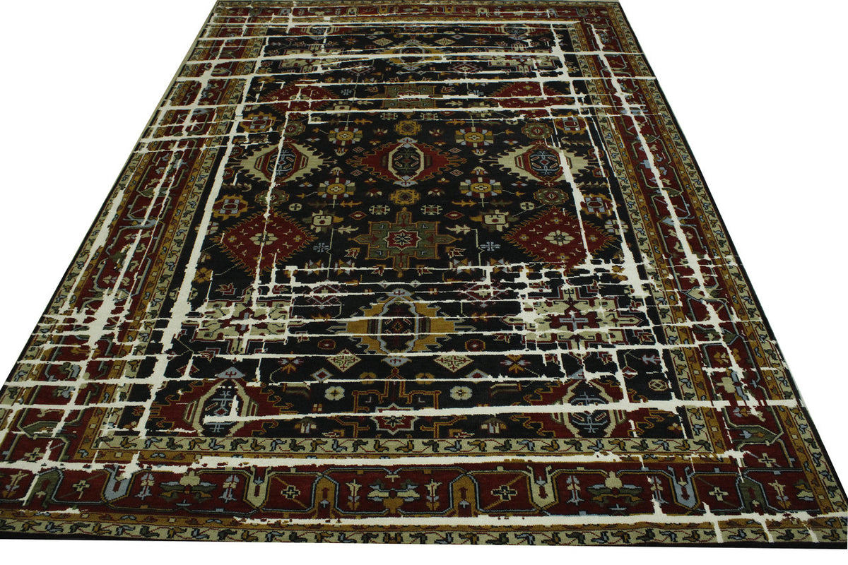Back of Transitional Kazak Broken Design hand-knotted rug