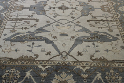Close-up of wool pile, Green & Beige rug